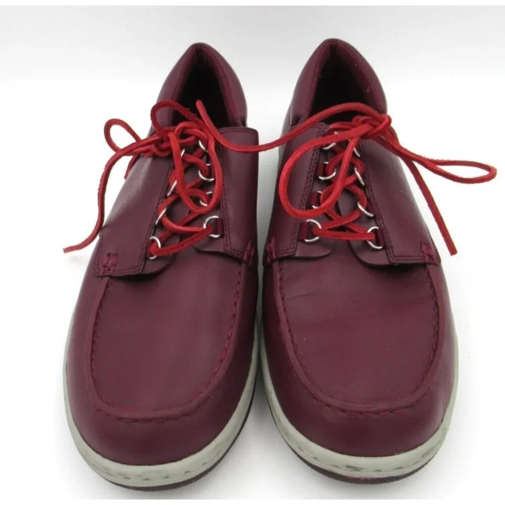 Nike Mad Jibe Burgundy 313264-211 Men Size 14 Boat Deck Shoe Leather Lace Up Red